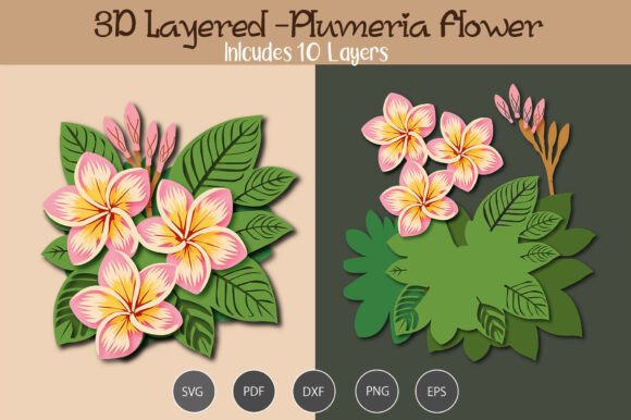 3D Layered Plumeria Flower