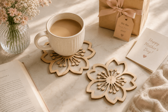 Cherry Blossom Coaster Laser Cut SVG