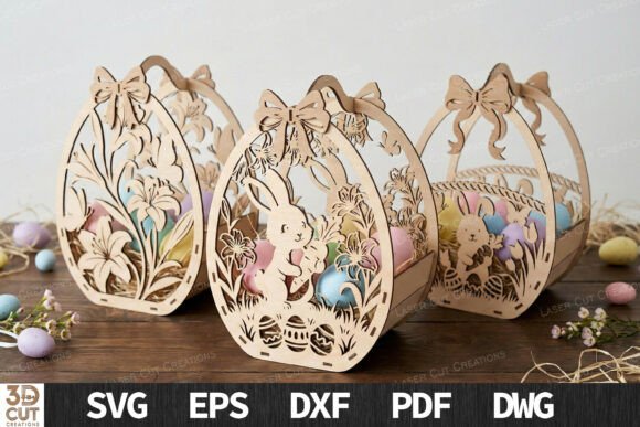Easter Bunny Egg Basket Bundle SVG