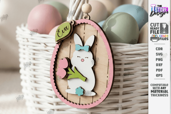 Easter Bunny Egg Ornament Laser Cut CNC