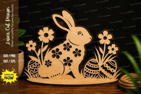 Easter Bunny Floral Laser Cut SVG File