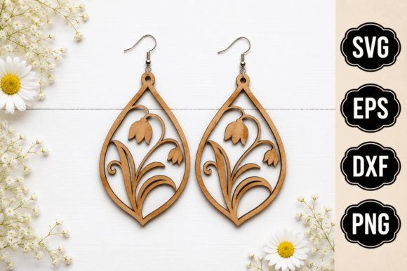 Floral Earring Laser Cut SVG