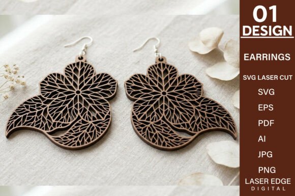 Floral Earrings Laser Cut SVG File