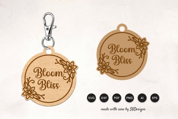 Floral Keychain Laser Cut SVG