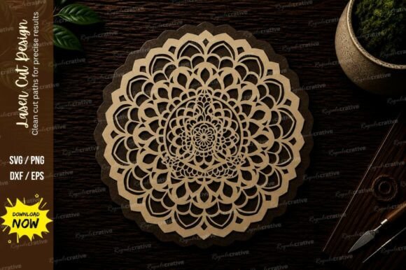 Floral Mandala Circle Ornament Laser Cut