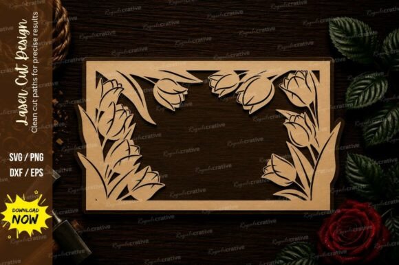 Floral Rectangle Sign Frame Laser Cut SV