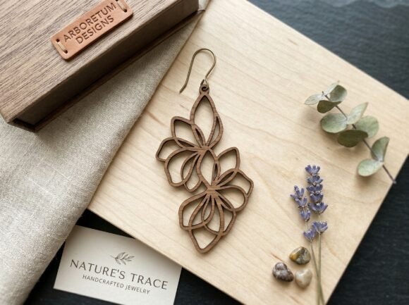 Floral Wooden Earring