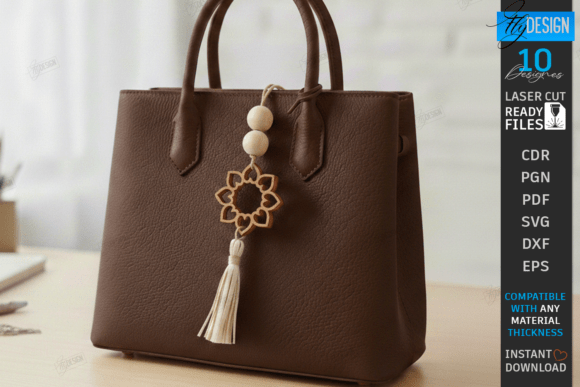 Flower Bag Tag Laser Cut Macrame SVG