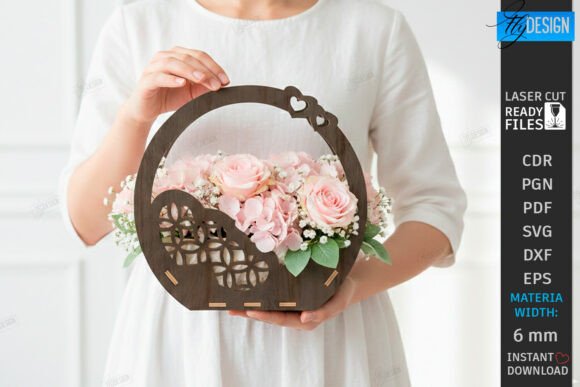 Flowers Basket Laser Cut Gift Basket