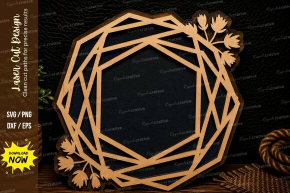 Geometric Floral Frame Laser Cut Svg Des