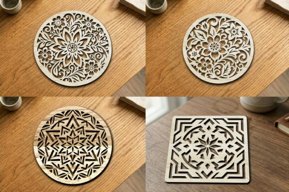 Laser Cut Floral Coaster SVG Bundle