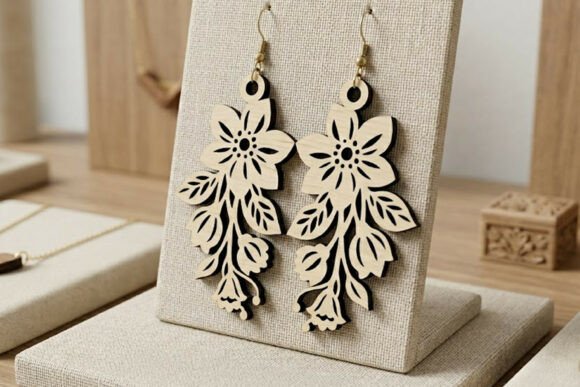 Laser Cut Floral Earring SVG