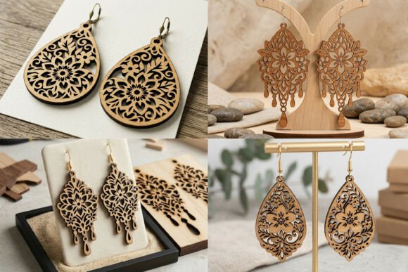 Laser Cut Floral Earring SVG Bundle