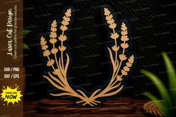 Lavender Floral Wreath Laser Cut Svg Des