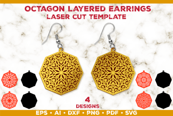 Octagon Layered Earrings Laser Cut