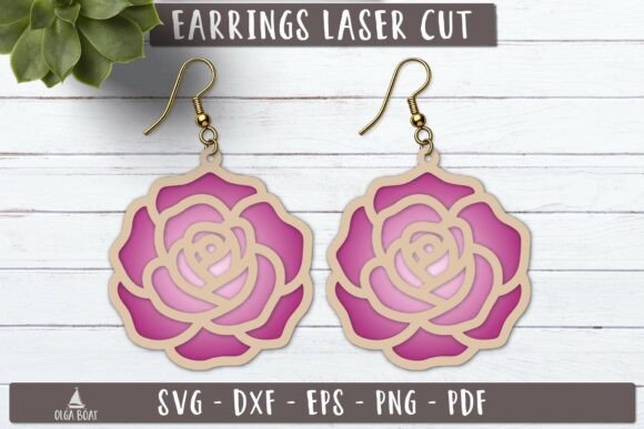 Rose Flower Earrings SVG Laser Cut