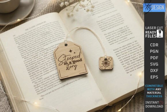 Tea Bag Bookmark Laser Cut Book Lover