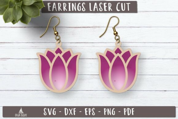 Tulip Flower Earrings SVG Laser Cut