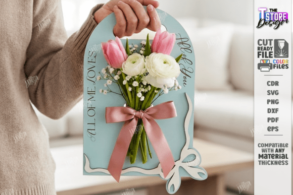 Valentine Flower Holder Card Laser Cut