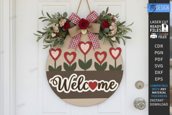 Valentine's Day Round Door Sign Laser