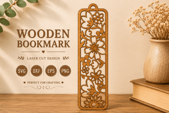 Wooden Floral Bookmark Laser Cut Files