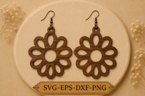 Wooden Floral Earrings Laser Cut Files